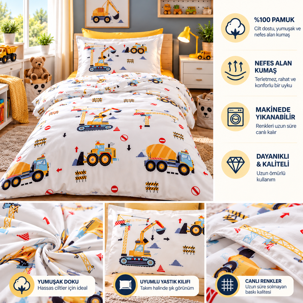 Özdilek Builder Tek Kişilik Lastikli Çarşaf Nevresim Takımı