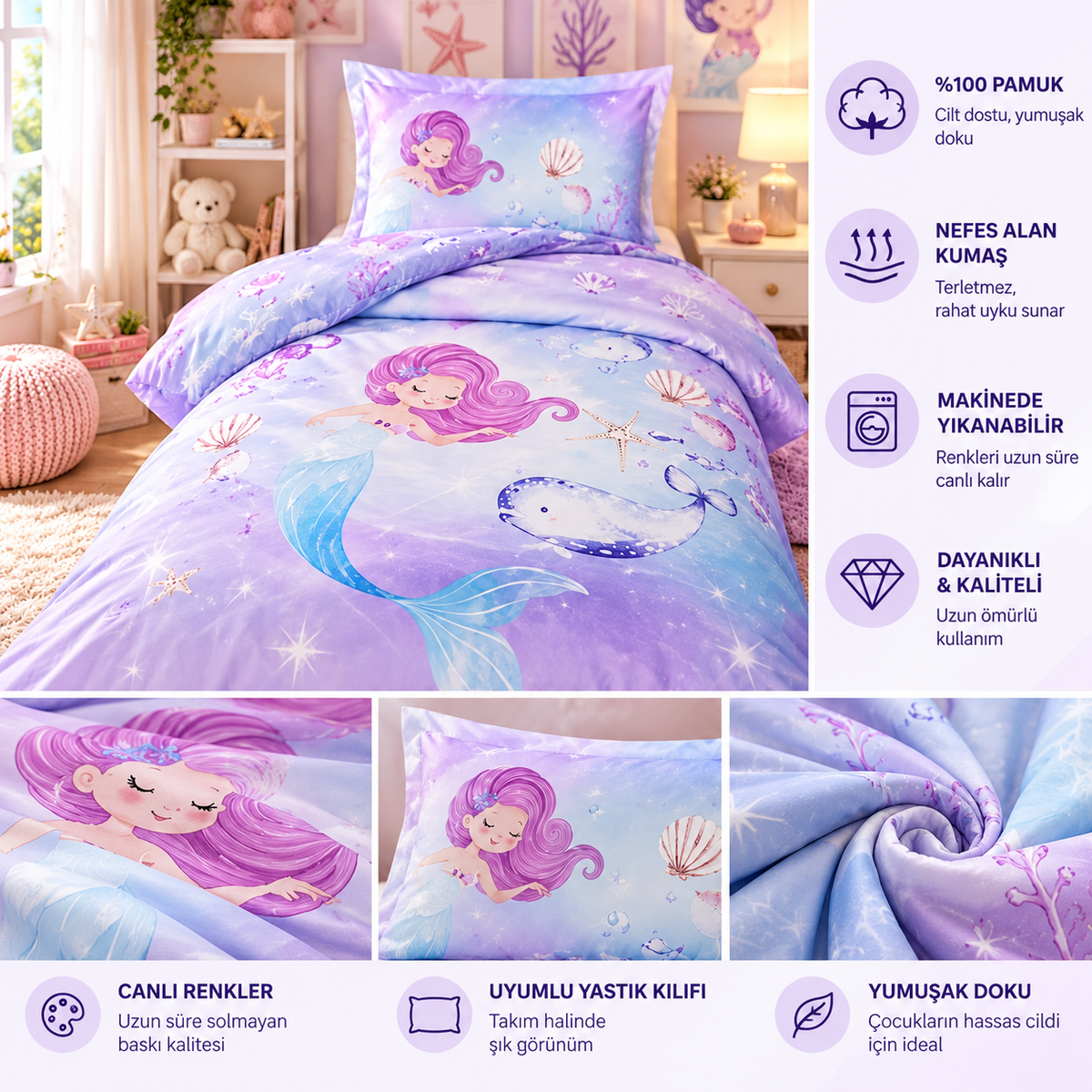 Özdilek Sereia Fitted Tek Kişilik Nevresim Takımı - Mavi